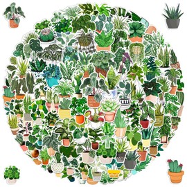Green Plant Stickers, Pack of 100, Green Plant Sticker Set, Graffiti Sticker Pack, Vinyl Aesthetic Waterproof Stickers for Motorcycle, Bicycle, Bumper, Laptop, Adults, Teenagers