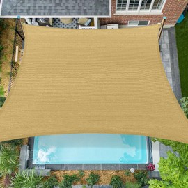 Coumavin 16'x20' Sun Shade Sail Rectangle Outdoor UV Block Square Canopy Sunshade Cover for Backyard Porch Pergola Deck Garden Patio, Sand