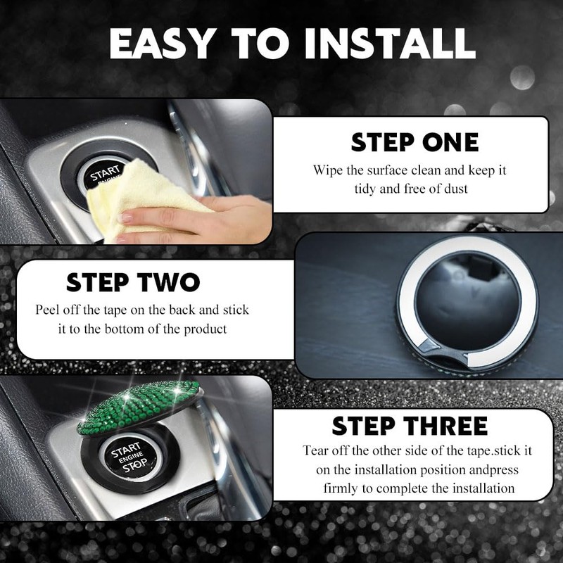 Rebvugr Bling Car Push to Start Button Cover, Switch Button