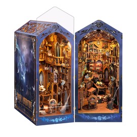 Quanquer DIY Book Nook Kit_with Dust Cover and LED Light 3D Wooden Booknook Fantasy Miniature Dollhouse_Book Nook Kits for Adults and Teens Creativity Gift(Magic Lab