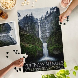Lantern Press 1000 Piece Jigsaw Puzzle, Multnomah Falls, Oregon, Wide Angle
