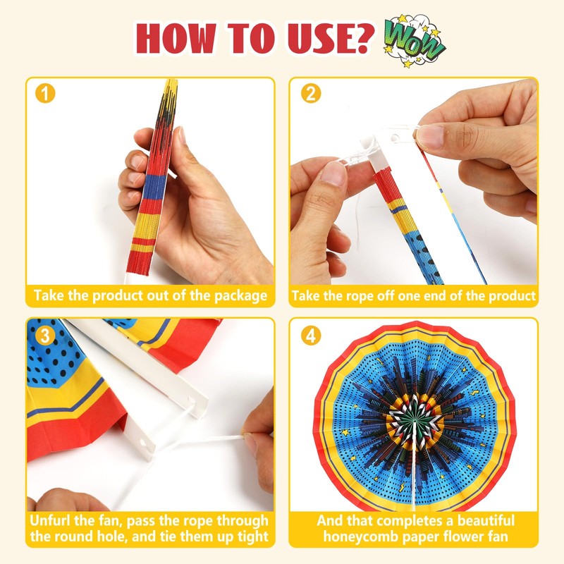 12 Pieces Boho Hanging Paper Fans for Classroom Decorations Boho