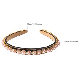 scicent Headband with Pearl Headpiece Hair Bands Women's Pearls Elegant Pink Pearls Headband for Women and Girls 1 Piece for Wedding Pearl Hair Band - 27114