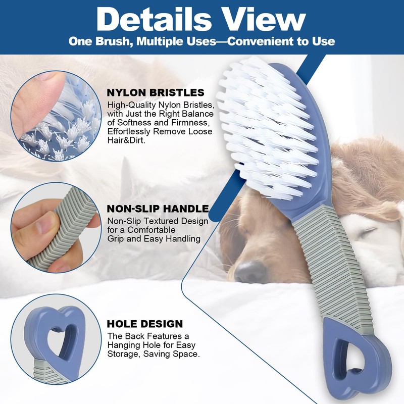 Blue Small Short Haire Dog Brush for Shedding 6.5in/16.5cm