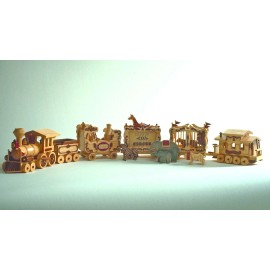 Woodworking plans.  Build a wood circus train from patterns.  Carnival animals