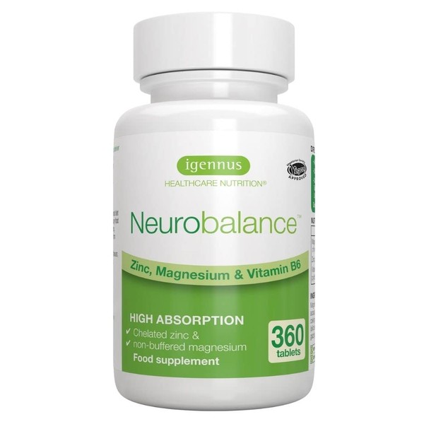 Neurobalance ZMB6 Tablets High Dose with Zinc, Vitamin B6 and Magnesium, Vegan, 360 Tablets