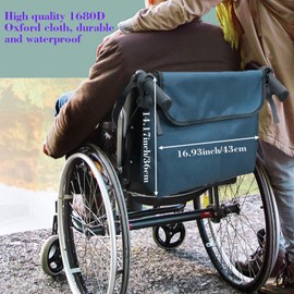Firavggu Rollstuhltasche Hinten Wasserdicht 1680D Oxford Rollstuhl Tasche Blau Rollstuhl Rucksack Groß Aufbewahrungstasche für Rückseite des Rollstuhls Griffe Elektrorollstühle Mobilitätshilfen
