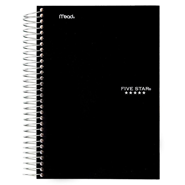 Five Star Spiral Notebook, 5 Subject, College Ruled Paper, 9-1/2"