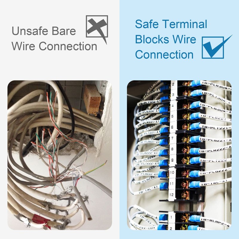 Terminal Block,2 Pack 12 Circuits 20-30A 200v-450v Dual Row Screw