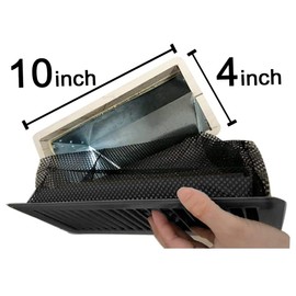 BYEWIRE Floor Register 4" x 10" (Duct Opening Size) Easy Adjust Vent Deflector Metal Reinforced Weld, Black