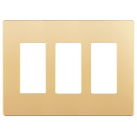 LIDER Matte Finish Decorator Switch Cover, Screwless Wall Plate, Mid-Size 3-Gang 4.88" x 6.77", Unbreakable Polycarbonate Thermoplastic, UL Listed, LSWP-33M-GD, Gold