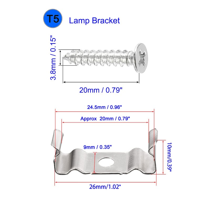 Boxonly T5 Clips Bracket Hanger Fluorescent Tube Light Fixture Holder