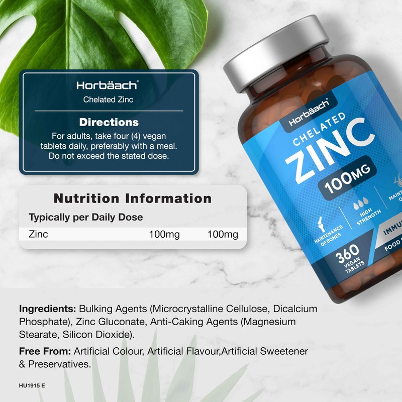 Zinc Tablets 100mg | High Strength Chelated Zinc Supplements |