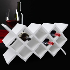 White Wine Rack for 10-Bottle, Wooden Wine Display Rack, Countertop Free-Standing Wooden Wine Rack, Insert Display Rack, Multifunctional Storage Shelf for Home Bar Kitchen Dining Room