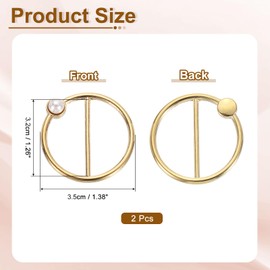sourcing map 2pcs Silk Scarf Ring Clip, Pearl T-Shirt Ties Clips Kit Clothes Corner Knotted Button Waist Buckle Wrap Holder for Women Shawl Shirts Clothing, Gold