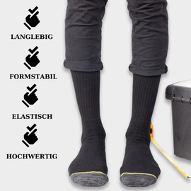 Men's Work Socks Cotton 6 Pieces Summer Winter Work Socks for Men Long Men's Socks, black, 43 - 46