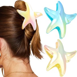 Fashey Starfish Claw Clips Sea Star Hair Clip Beach Hair Accessories for Women (Blue+Yellow)
