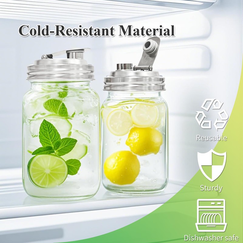 2PCS Mason Jar Pour Spout Lid Stainless Steel,Wide Mouth Pour