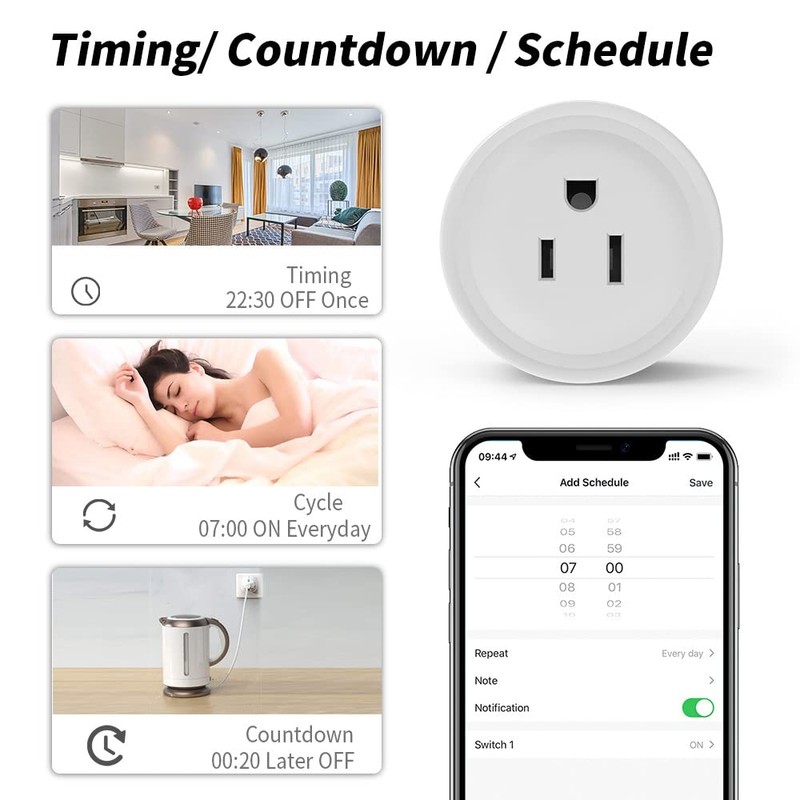 Smart Plug Simple Set Up with One Voice Command, APP