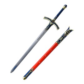 Sword Valley Caliburn, Legendary-Themed Ornamental Sword with Scabbard – Stainless Steel Blade, 117cm/46.06" Length, Cosplay Prop Anime Sword - Engraved Symbols & Gem Accent