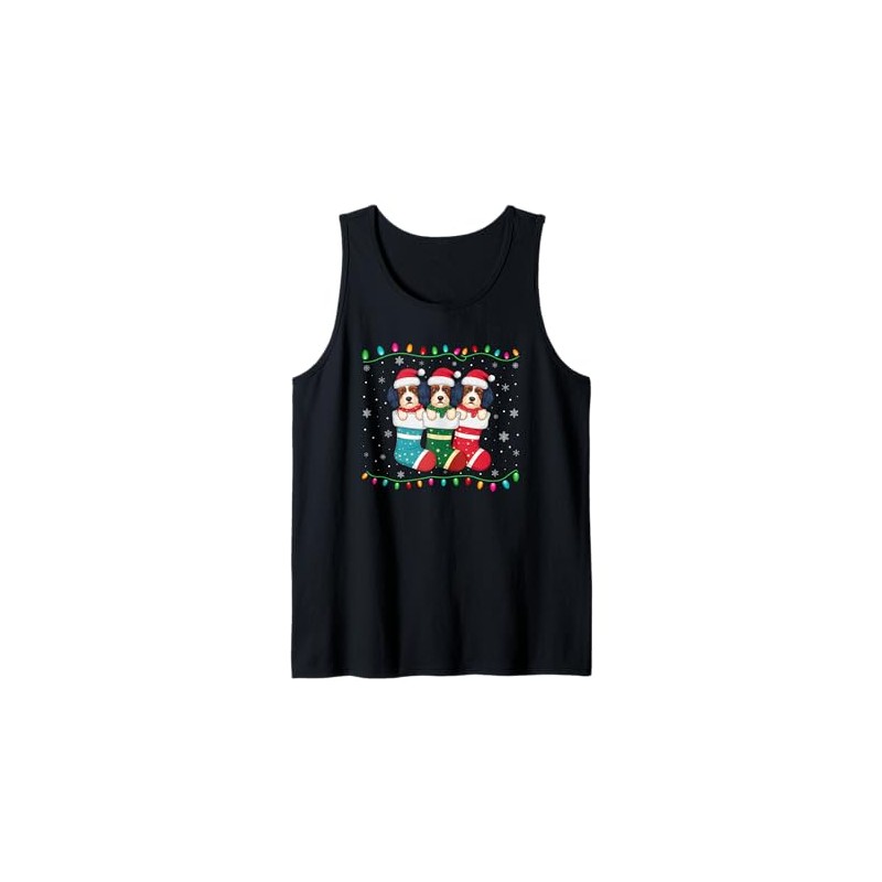 Xmas Tree Lights Funny Havanese Dog in Christmas Socks Tank