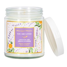 You are Loved Lavender Orange Blossom Aromatherapy Candle | Real Essential Oils, No Synthetic Fragrances | Coconut Wax | Great for Gifting | 34 Hour Burn | 8oz