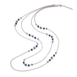 Noessla - Collar largo de plata para mujer, diseño bohemio en capas, para mujer, joyería de moda, regalo del día de la madre, Piedra, Sin piedra preciosa