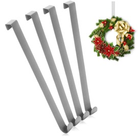 com-four® 4 x Stainless Steel Door Hooks - 26 cm Hooks for Door Wreaths and Decoration - Hanger for Doors - for Outsides - Coat Hooks for Hanging