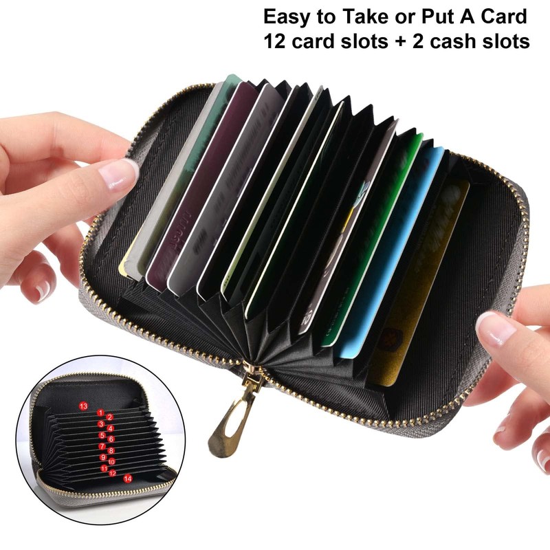 ProChosen Credit Card Holder Wallet,RFID Blocking Small Wallets Genuine Leather