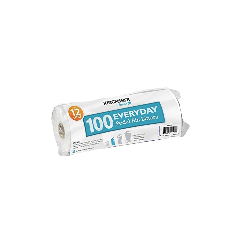 200 White Value 12L Pedal Bin Liners Rubbish Refuse Bags