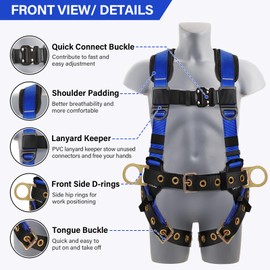 Trsmima Safety Harness Fall Protection - Roofing Full Body Harness Men Construction Work Safety Belt Tongue Leg Buckle Quick Connected Chest Buckle