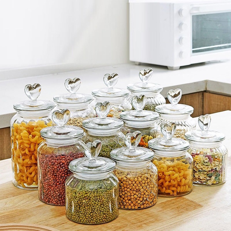 ECYC 650 ml Clear Glass Jar with Lovely Heart-Shaped Handle,