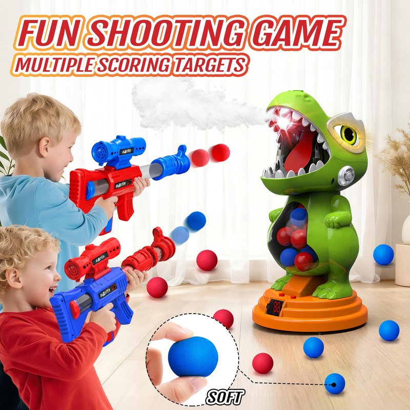 Dinosaur Shooting Toys with Moving Electronic Scoring Target, Kids Ages