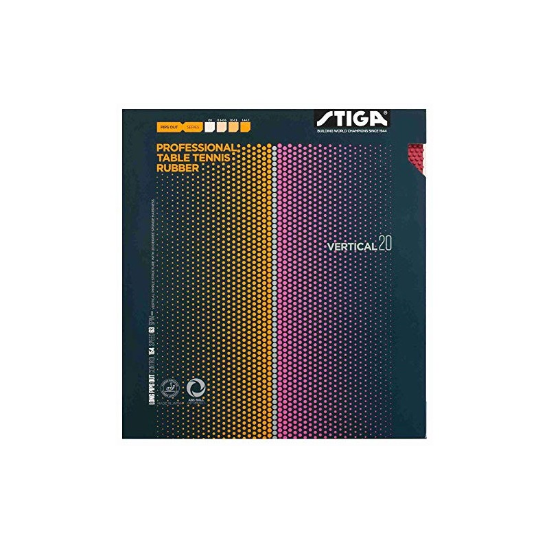 STIGA 1710200113 Table Tennis Rubber, Vertical 20, Black, Thin