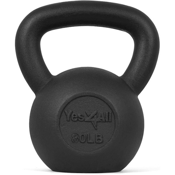 Yes4All 80 lbs Kettlebell Heavy Cast Iron Solid Smooth Handle