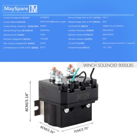 Winch Solenoid Relay, Black Heavy Duty Electric Contactor ATV UTV's Electrical System Winch Contactor Solenoid Relay Replacement Winch Contactor for 1500‑5000lb Winches