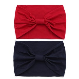 IYOU African Wide Headband Red Knotted Hair Bands Sweatband Cotton Yoga Running Headband for Women (Pack of 2)