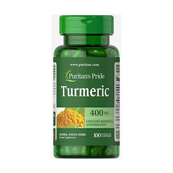 Puritans Pride Turmeric 400 mg Capsules, 100 Count