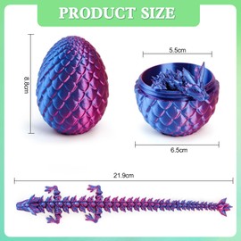 3D Gedruckter Drache, Realistische Dracheneier im Ei Gelenkiger Voll Beweglicher, Kristalldrache mit Drachenei, Zappelspielzeug für Kinder Erwachsene Heim Büro Schreibtischspielzeug