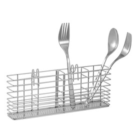 Slideep Stainless Steel Cutlery Utensil Holder Silverware Organizer with Hooks removable Drying Rack Silverware Holder Utensil Cutlery Basket Kitchen Dish Drainer Dish Drying Rack