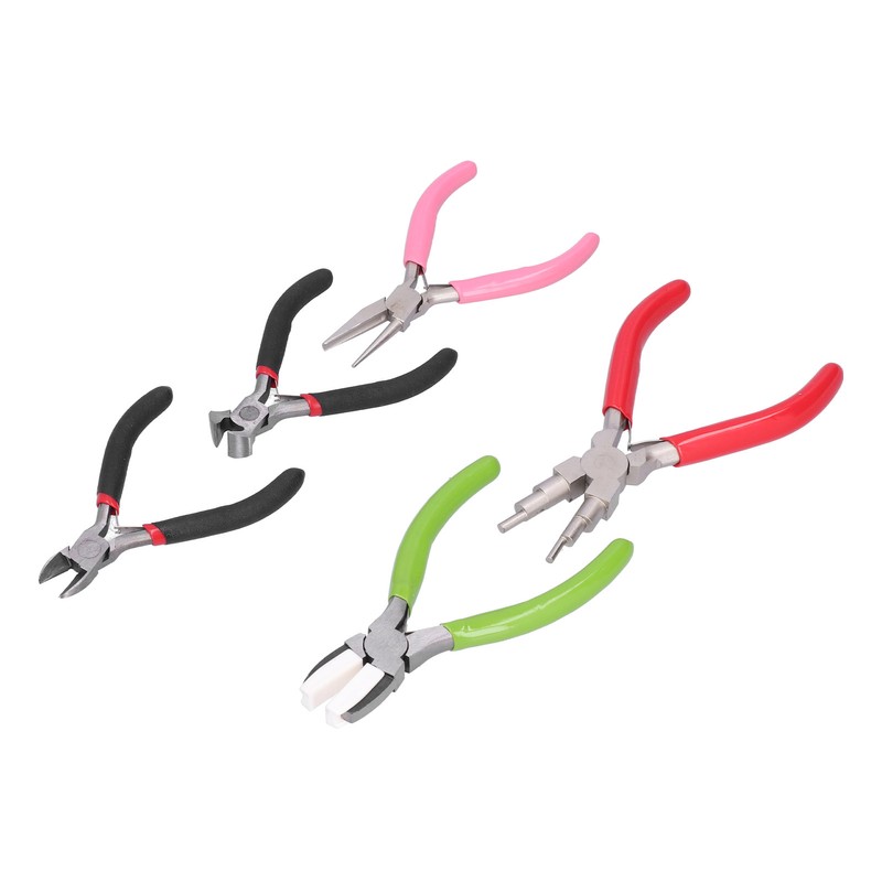 5Pcs Pliers Kit Diagonal Flat Nosed Bail Making Jewelry Pliers