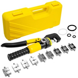 Socpuro Hydraulic Cable Lug Crimping Tool, 12 to 2/0 AWG(4-70mm²) Hand Hydraulic Crimper, Electrical Terminal Cable Wire Crimper Tool with 9 Dies