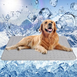 ANWA Reusable Dog Cooling Mat Extra Large 100x70cm, Easy-Fold Pet Cool Mat for Home Travel, Self Cooling Pad for Dogs Cats in Hot Summer