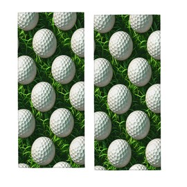 Zeleda Golf Ball Hand Towel for Bathroom 2 Pack,Soft Microfiber Face Towels for Bath,Kitchen,Spa,and Gym,Decorative Absorbent Polyester Towels,Perfect for Home or Hotel Decor 14.5x28in