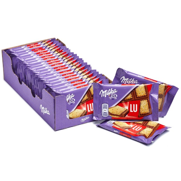 Milka LU Mini Chocolate Tablet with Alpine Milk Cover with LU Biscuits Pocket Format – Pack of 20 x 35 g