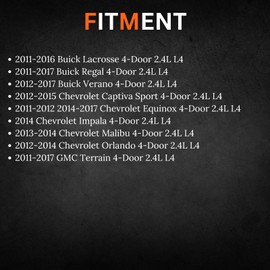 AUTO OCCASION Fuel Injectors Set of 4 Compatible with 2012-2017 Buick Verano 2012-2015 Captiva Sport 2011-2017 GMC Terrain 4-Door 2.4L Replace 12633784