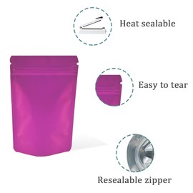 PABCK Stand-Up Resealable Heat Seal Bags 3.55mil Thick Pink Foil Sealed Bags 50 Pieces 3.35x5.1 inch for Zip Packaging Lock Food Storage Pouch