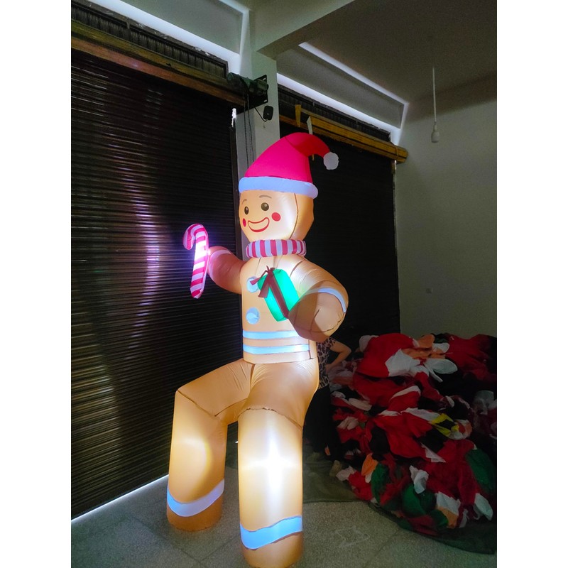 DAHAKII 10ft Gingerbread Man in Sitting Pose Christmas Inflatable Yard