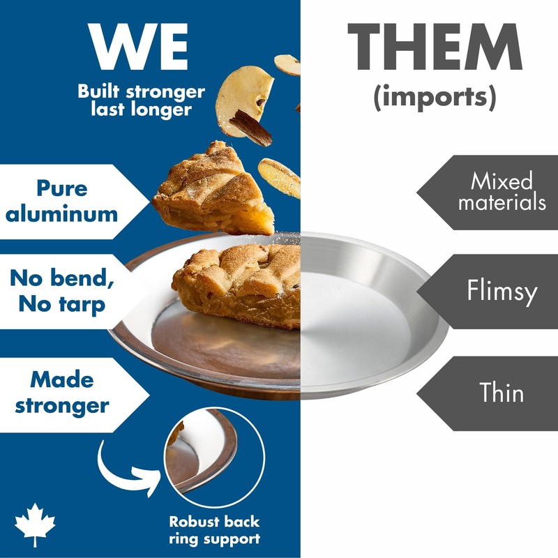 Norjac Pie Pan 10 inch, 3 Pack, 100% Pure Aluminum,