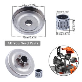 HAISHINE .325"-7T Chainsaw Clutch Drum Needle Bearing Kit for Husqvarna 350 340 345 445 450 450E 351 353 Jonsered 2145 2150 CS2150 CS2245 Chainsaw Replace 578097901,5038730-73（2 Pack)
